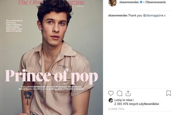 Shawn Mendes na okładce Observer Magazine