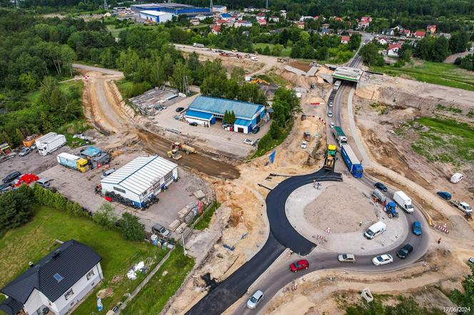 Plac budowy pierwszej części obwodnicy Zawiercia i Poręby w czerwcu 2024 r.