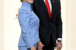 Marta Nawrocka cała na niebiesko zachwyciła w Sejmie  