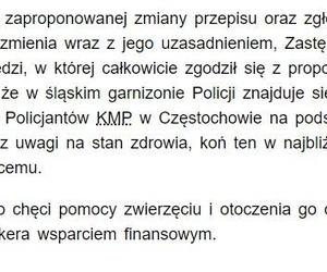 Stanowisko Komendy Wojewódzkiej Policji w Katowicach w sprawie konia Blue Bakera