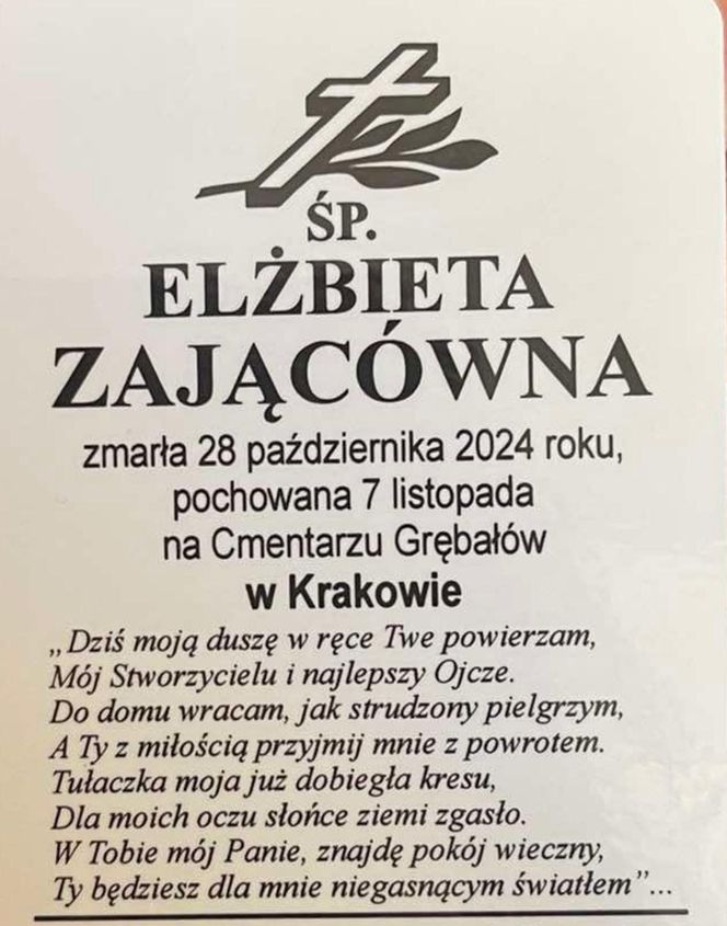 Pogrzeb Elżbiety Zającówny