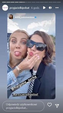 Przyjaciółki na planie. Inga (Małgorzata Socha), Zuza (Anita Sokołowska)