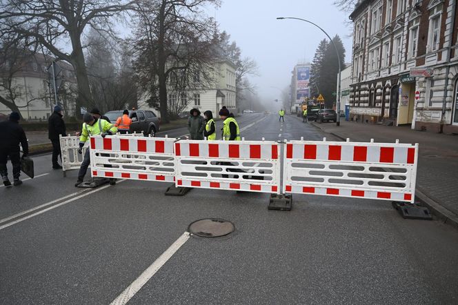 Ulica Zwycięstwa w Koszalinie zamknięta