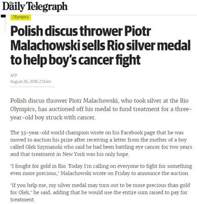 Piotr Małachowski pomaga dziecku! Zagraniczne media zachwycone polskim lekkoatletą!