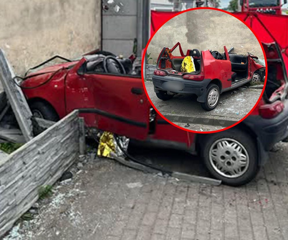 Młody kierowca w potrzasku! Uderzył w ogrodzenie i trafił do szpitala