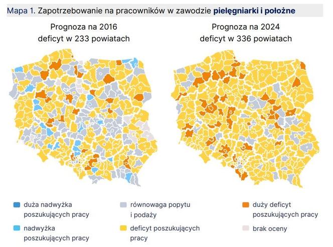 Zapotrzebowanie na pracowników w zawodzie pielęgniarki i położne