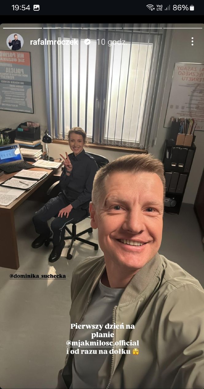 M jak miłość nowy sezon na planie. Paweł (Rafał Mroczek), Natalka (Dominika Suchecka)