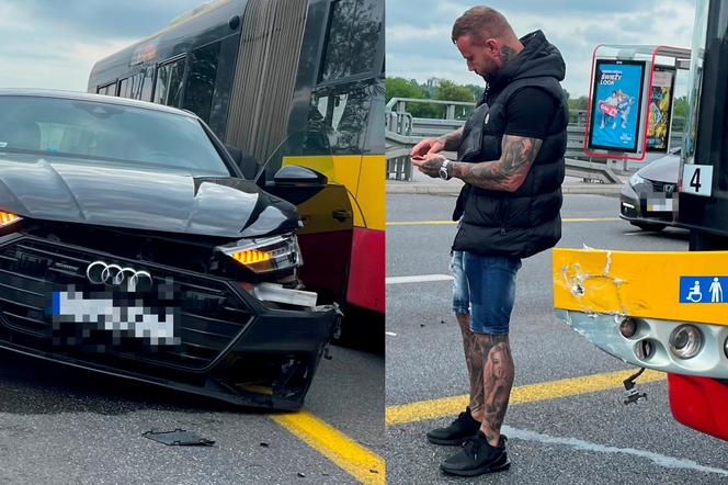 Znany zawodnik MMA miał wypadek. Huknął swoim audi w autobus! 