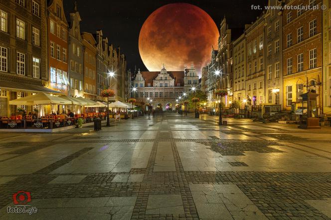 Czerwony księżyc nad Gdańskiem. Uwaga! To fotografia z haczykiem [ZDJĘCIE DNIA]