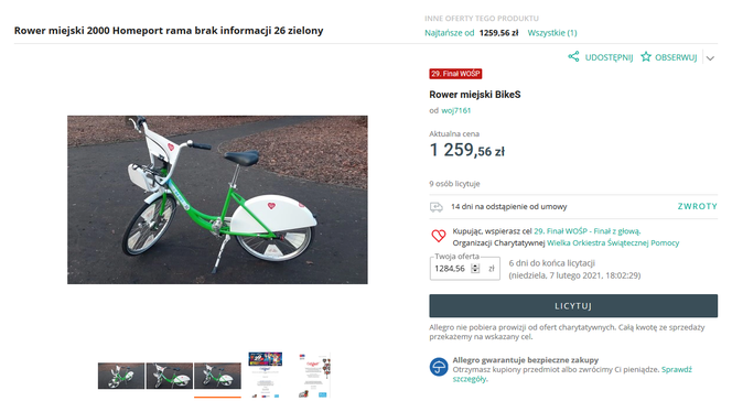Pierwszy Bike_S na aukcji WOŚP