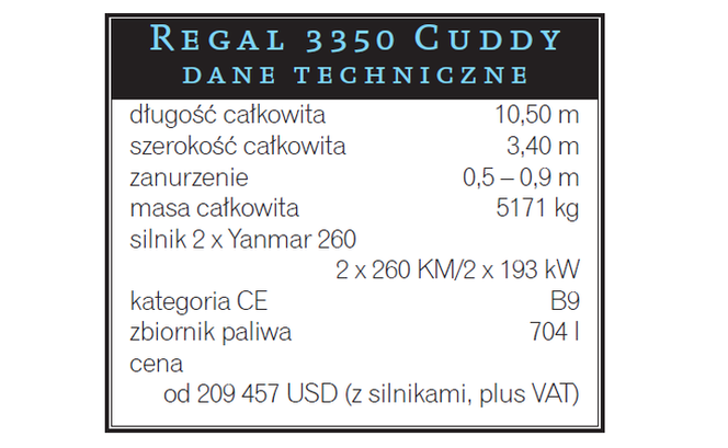 3350 Cuddy - dane techniczne