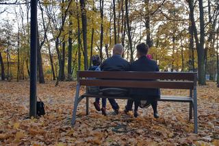 Park 1000-lecia w Lesznie na chwilę przed zachodem słońca