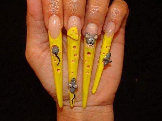 Serowy manicure, cheese nails 