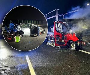Karambol na S8. Jeden samochód stanął w płomieniach