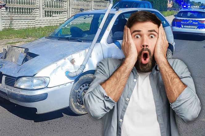 Łask. 18-latek jeździł po drodze zwykłym wrakiem! Jego seat nie miał nawet koła [ZDJĘCIA].