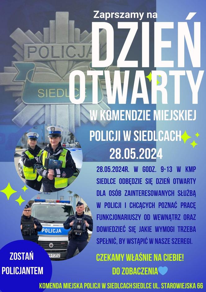 Siedlecka policja szuka chetnych do służby i zaprasza na Dzień Otwarty w Komendzie Miejskiej Policji