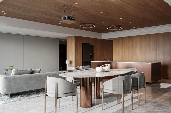 Salon z kuchnią i jadalnią