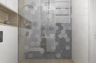 Projekt łazienki z motywem heksagonów