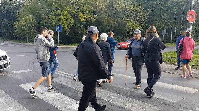 Blokada drogi przed wysypiskiem śmieci w Sosnowcu 