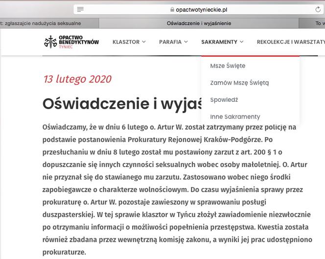 Przeor opactwa oskarżony o molestowanie
