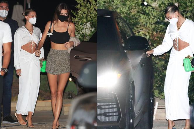 Hailey Bieber i Kendall Jenner przed restauracją japońską w Malibu