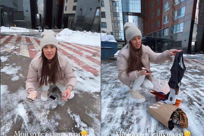 Rosyjska influencerka publicznie zniszczyła markowe przedmioty. Wszystko przez sankcje