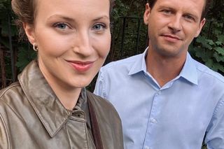 	M jak miłość nowy sezon. Adam Karski (Patryk Szwichtenberg), Natalka (Dominika Suchecka) na planie