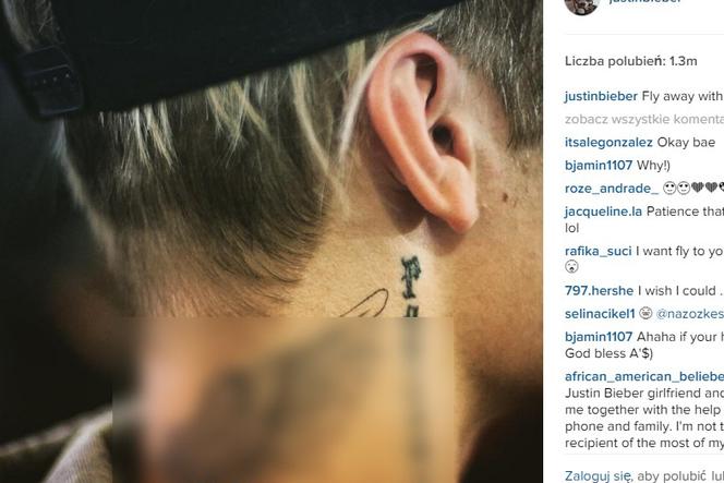 Justin Bieber, Instagram - nowy tatuaż na szyi