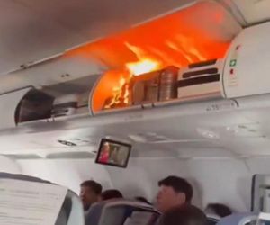 Pożar w samolocie pełnym ludzi! Płomienie buchały tuż nad głowami