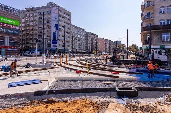 Budowa tramwaju na Rakowieckiej w Warszawie