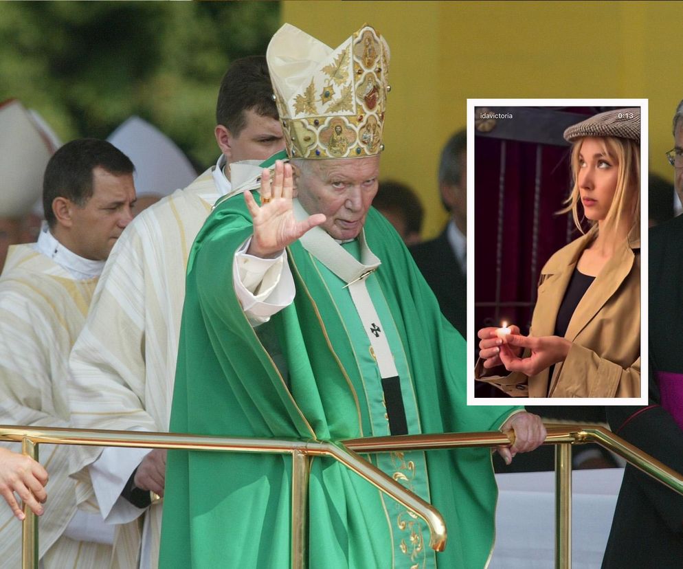 Ida Nowakowska relacjonuje wizytę w kościele. Smutna, poważna mina