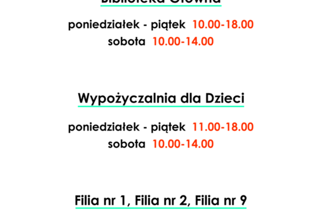Nowe godziny otwarcia książnicy