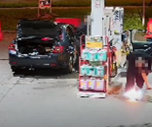 Pożar na stacji paliw