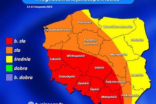 Mapa smogu nad Polską 