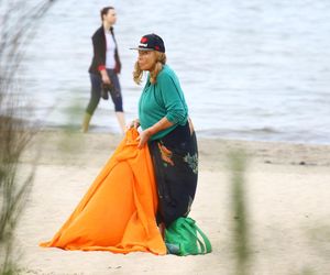 Agnieszka Fitkau-Perepeczko na plaży w Sopocie