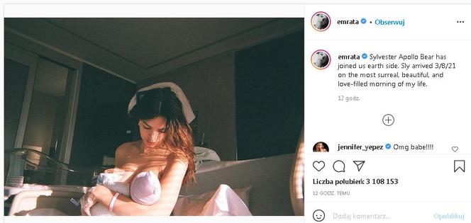 Emily Ratajkowski urodziła dziecko! Nie zgadniesz jakie imię wybrała polska seksbomba 