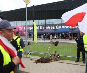 Rolnicy protestowali w Katowicach na Europejskim Kongresem Gospodarczym