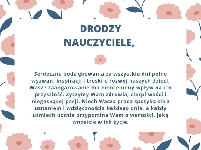 Życzenia od rady rodziców na Dzień Nauczyciela