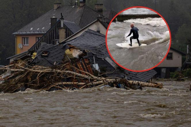 Surfing na wielkiej wodzie. Szokujące nagrania z Czech