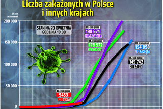 Koronawirus 20.04.2020 r, godz. 10. Zobacz aktualne wykresy i dane