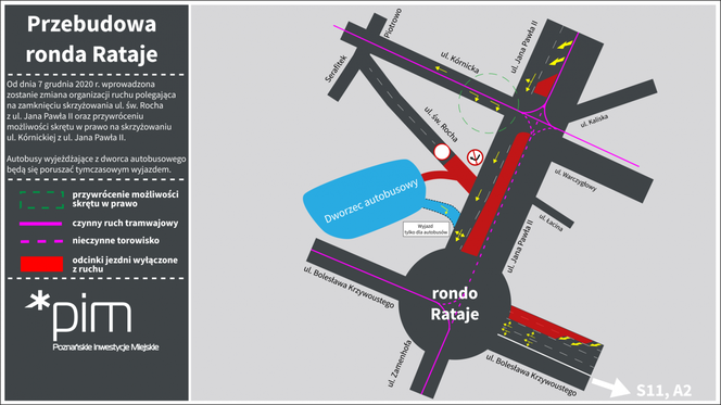 Zmiana organizacji ruchu w rejonie ronda Rataje