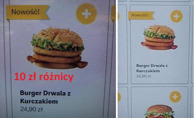 Cena burgera drwala w punkcie McDonald's vs. na lotnisku