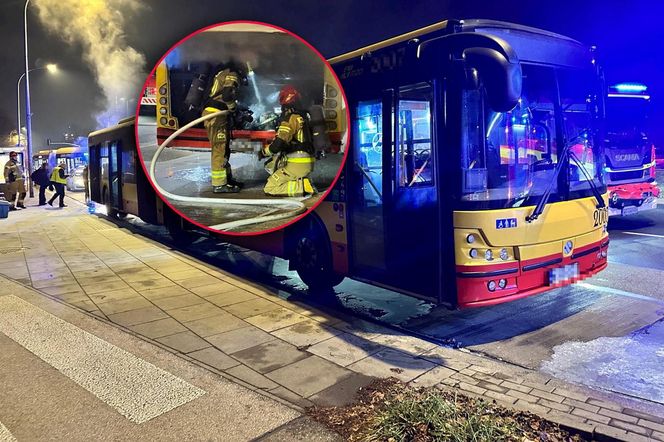 Pożar autobusu w Warszawie