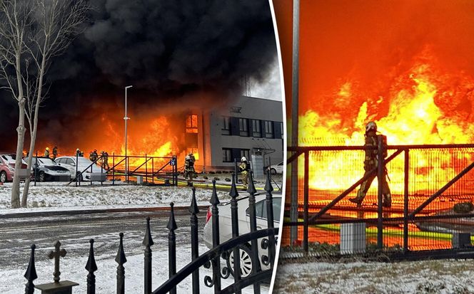 Potężny pożar pod Warszawą. Płonie hala wypełniona tworzywami sztucznymi