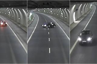 Kierowca zawrócił w tunelu na Zakopiance i jechał pod prąd! Szokujące nagranie