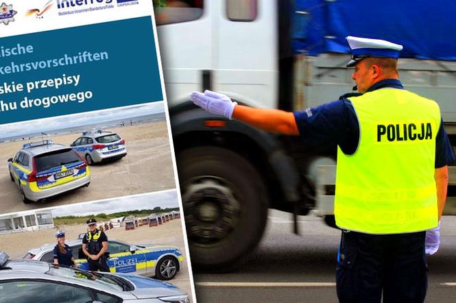 Policjanci rozdają ulotki niemieckim kierowcom