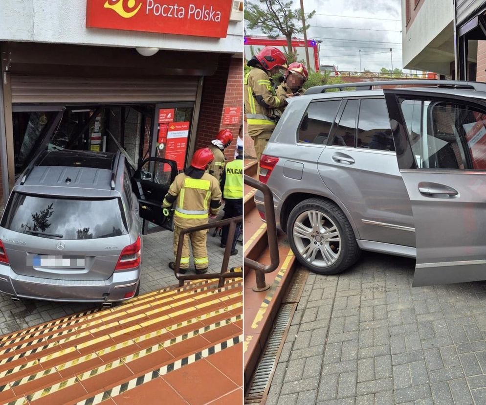 Pomyliła gaz z hamulcem i wjechała w budynek poczty!