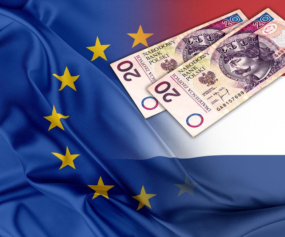 Flaga UE, flaga Niderlandów i 40 zł.