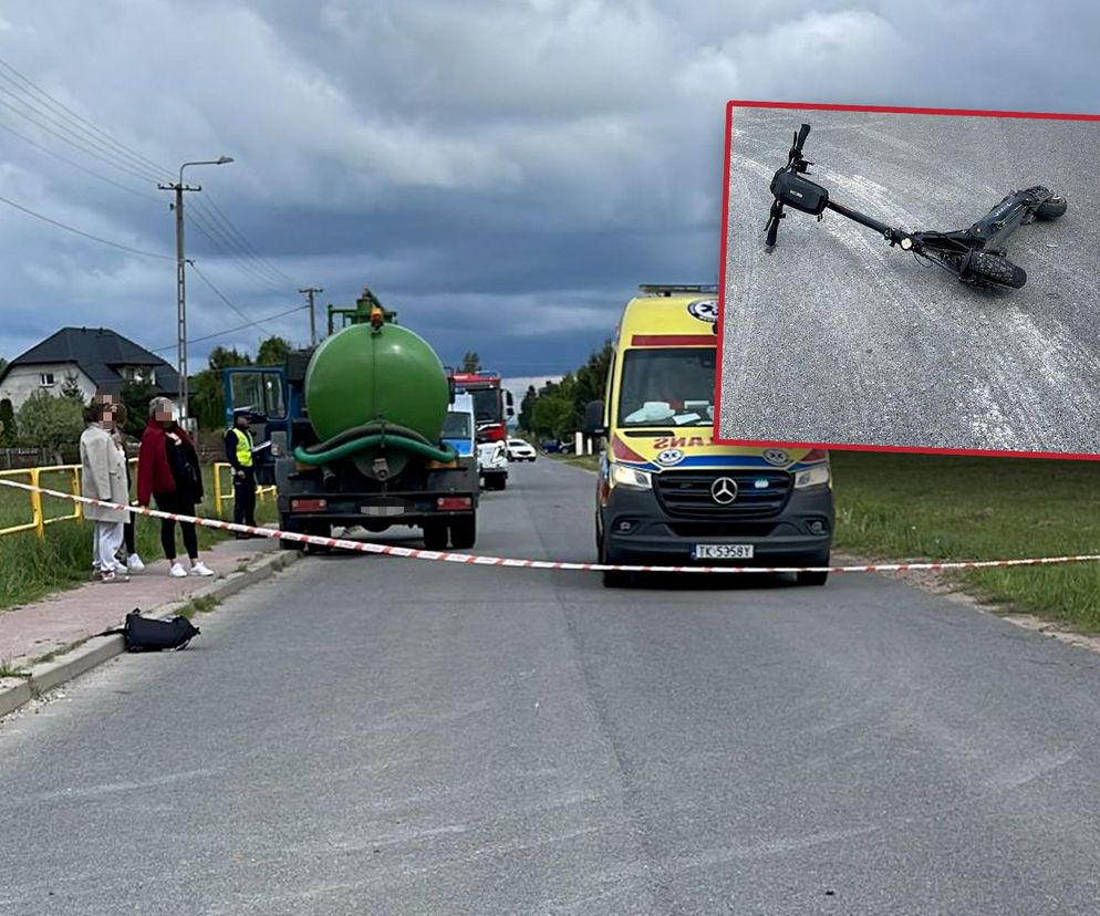 Grzymałkowo. Wypadek 12-latka na hulajnodze. Potrącił go kierowca ciężarówki.