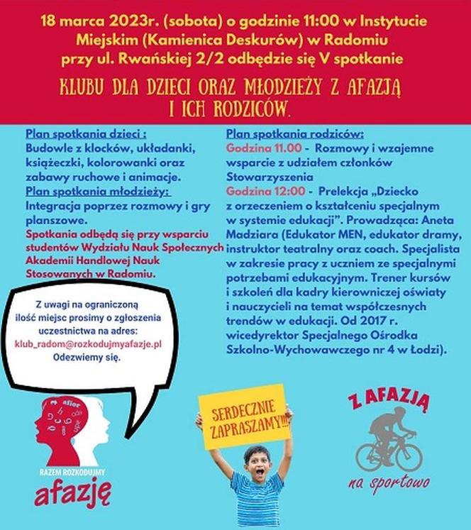 Będzie kolejne spotkanie dla rodzin dzieci dotkniętych afazja 